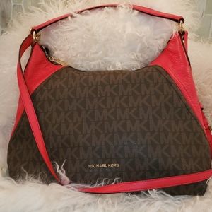 Michael Kors Logo Red Studded leather Bag